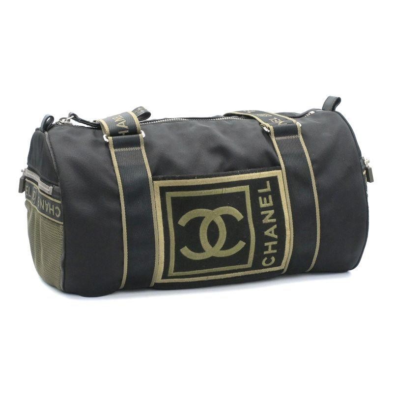 CHANEL Bag: Sports Line Boston Black Khaki W36×H21×D14cm w/ card;