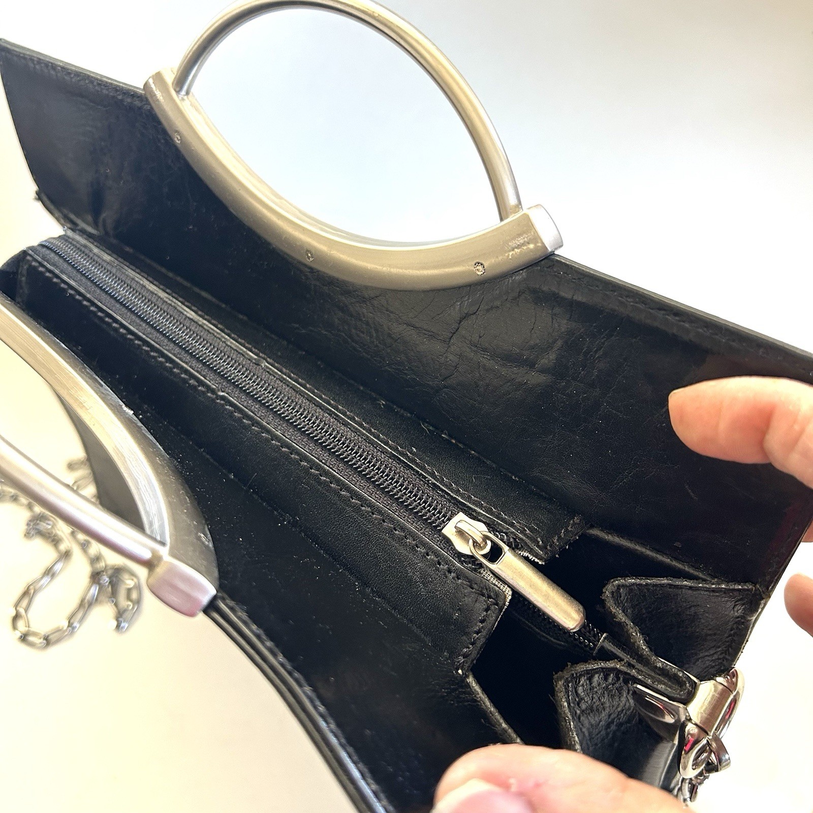 VTG Leather Venice Crossbody Bag Purse Made In Italy Black