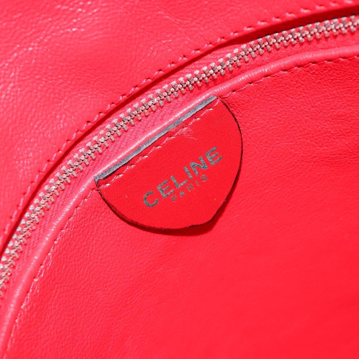 CELINE Circle Shoulder Bag Leather Bordeaux Gold Auth 181718