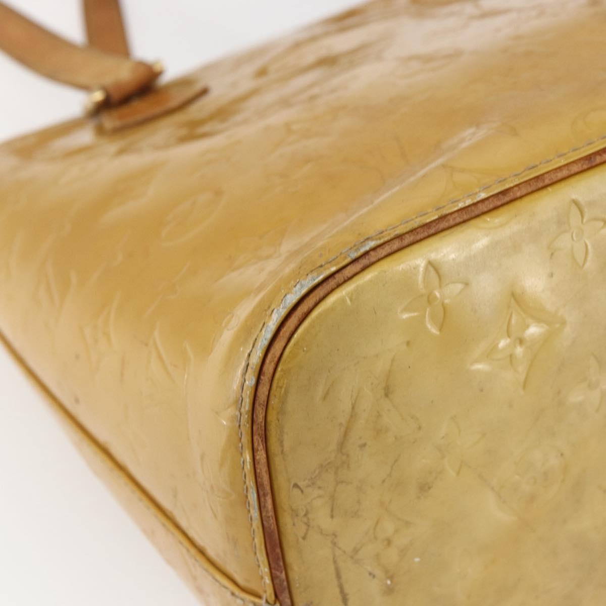LOUIS VUITTON Monogram Vernis Houston Hand Bag Beige M91004 LV Auth ka2099