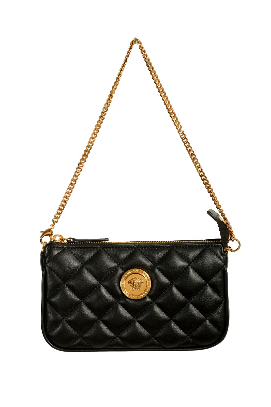 Versace Women’s Black Gold Medusa Quilted Small Handbag Shoulder Bag