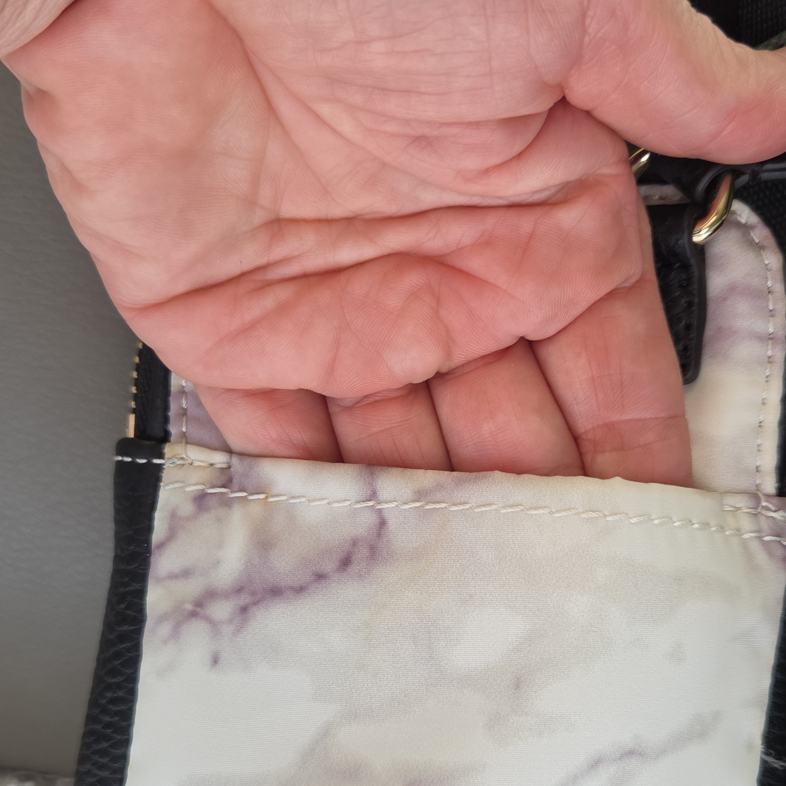 Aimee Kestenberg Marble Print Mini Crossbody Bag Zip Top Gold Hardware Strap
