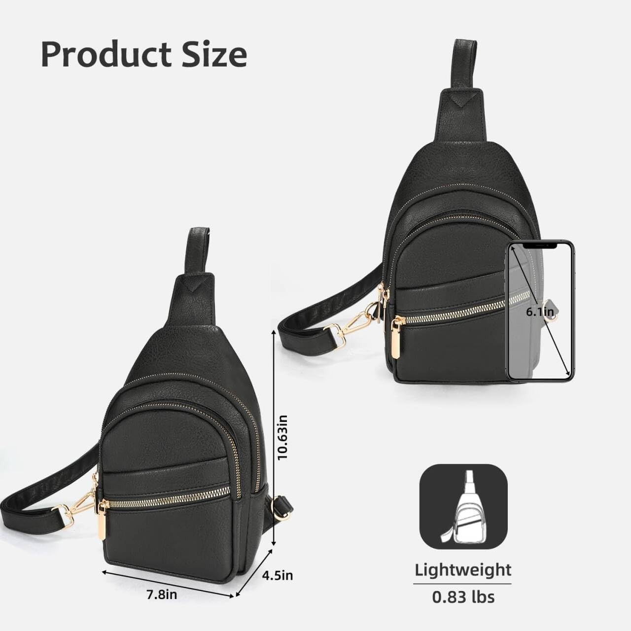 Sling Bag Men Crossbody Chest PU Leather Shoulder Purse Backpack Travel
