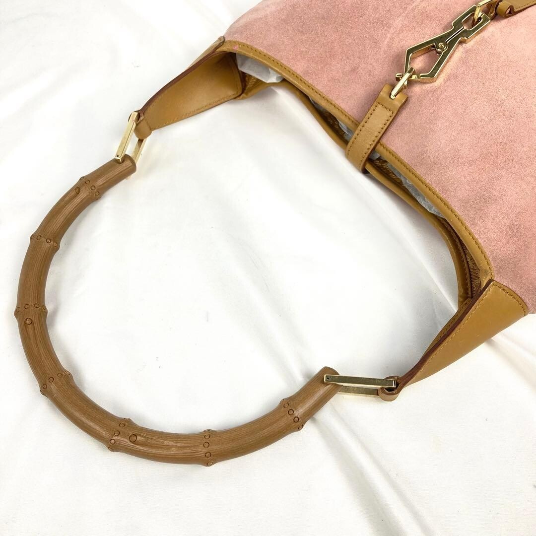 GUCCI One Shoulder Bag Jackie Suede Pink Vintage Authentic From Japan