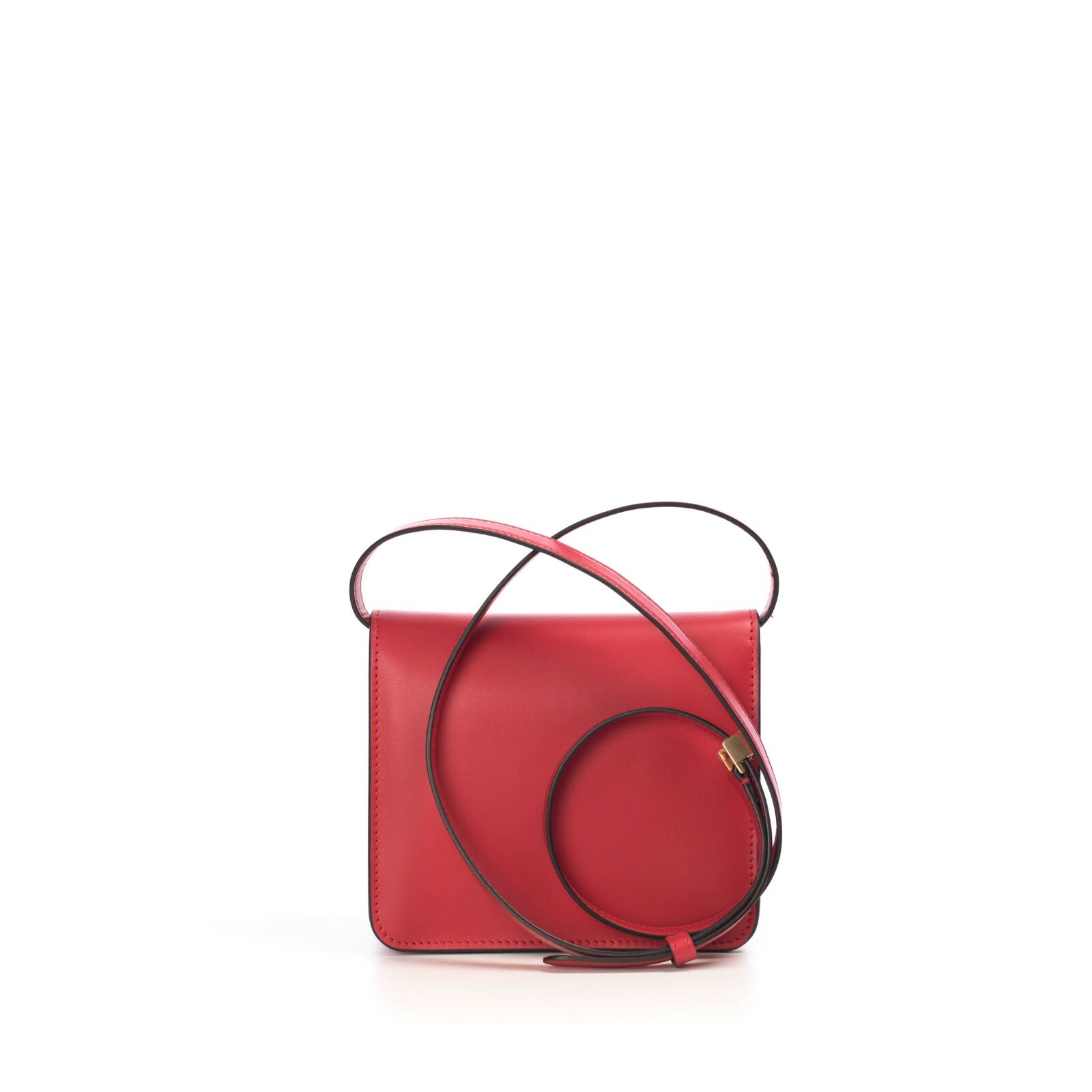 FENDI 1980$ Karligraphy Small Red Leather Cross- Body Bag With FF Buckle Closure