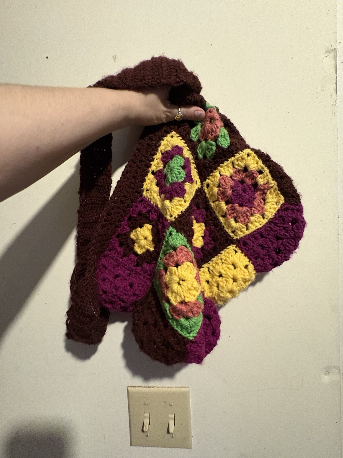 NEW! Handmade Granny Square Crochet Tote Bag Purse, Floral, Boho