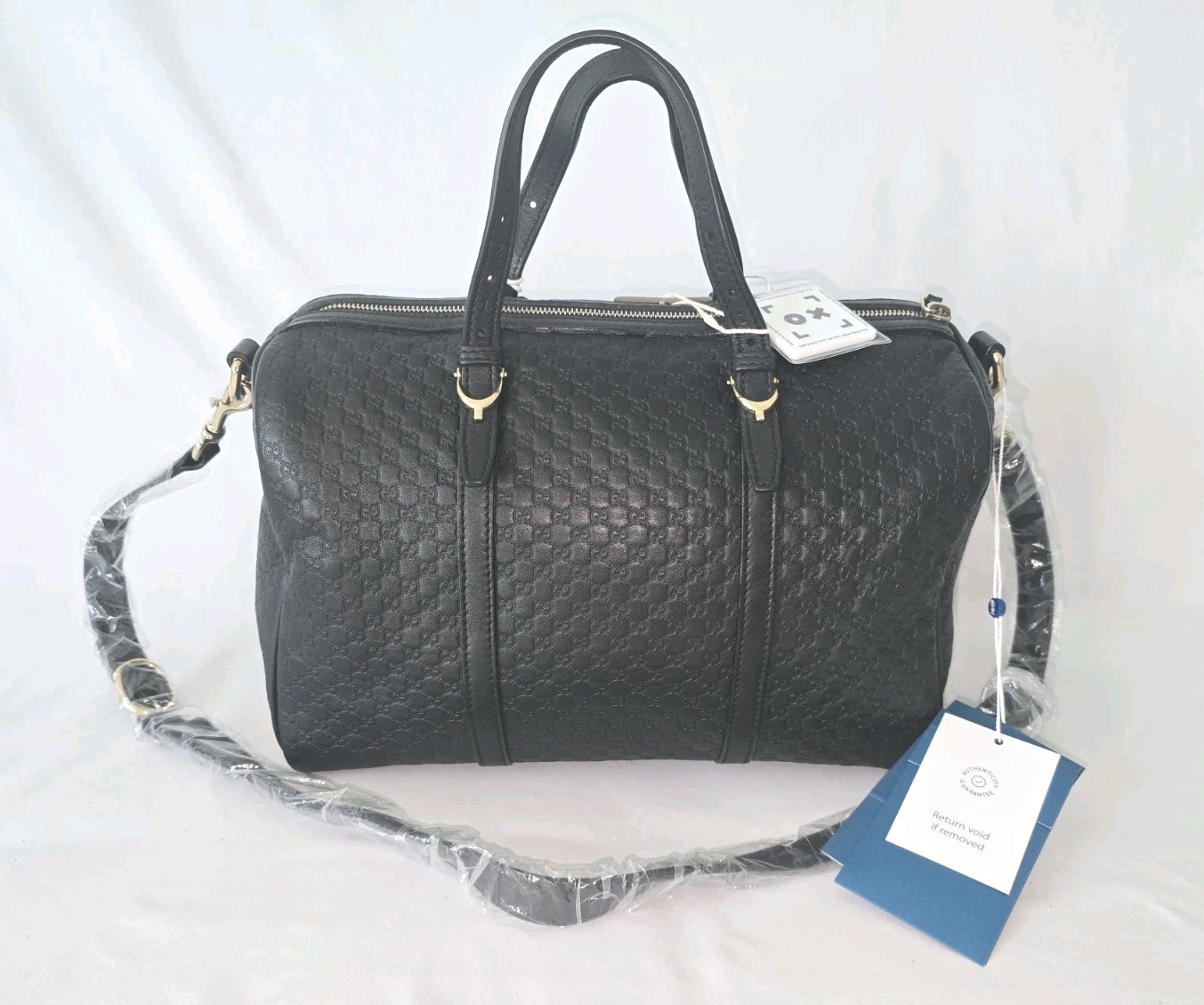 Gucci Microguccissima Black Leather Shoulder Bag Boston Satchel Crossbody