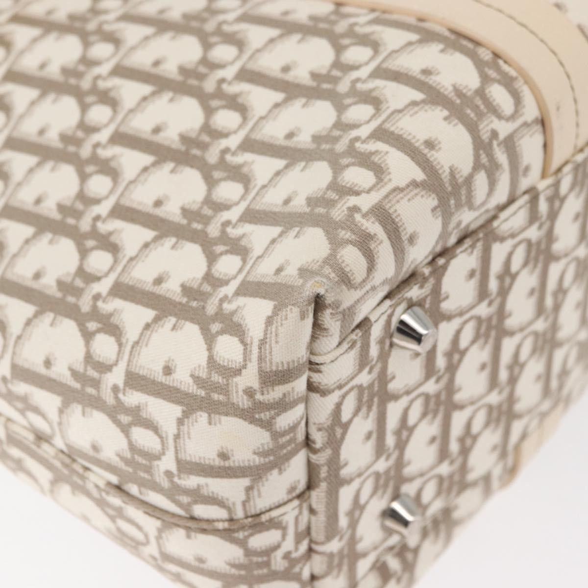 Christian Dior Trotter Canvas Tote Bag Beige Silver Auth 179002A