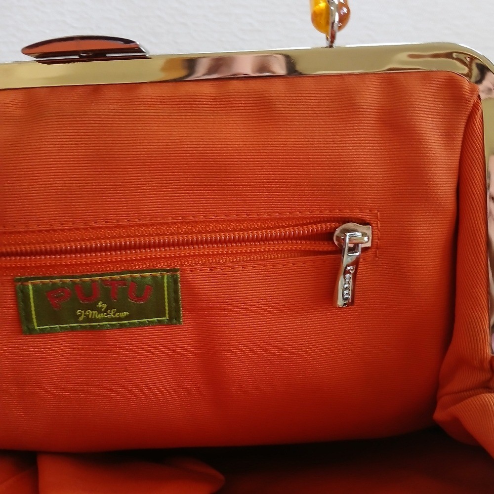 puto quilted brown bag tortoise shell handle vintage retro granny mid centry