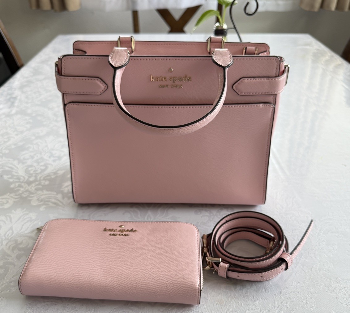 KATE SPADE STACI MED SATCHEL TOTE PURSE – Pink with Wallet