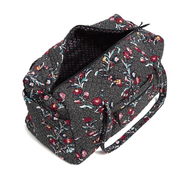 VERA BRADLEY~Iconic Large Travel Duffel Bag~PERENNIALS NOIR DOT~FABULOUS~NWT!