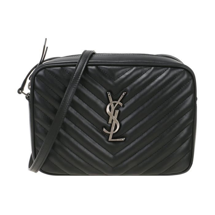 SAINT LAURENT YSL LOU Calfskin Camera Crossbody Bag Women Black 9.4×3.1×5.9 in