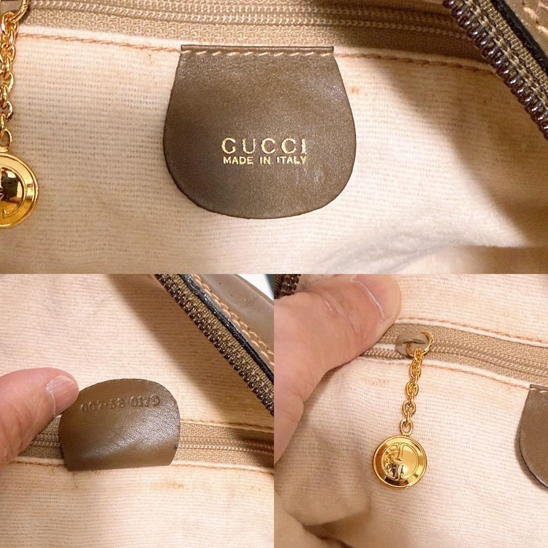 GUCCI Canvas Round Shoulder Bag Authentic Brown Compact Crossbody Purse