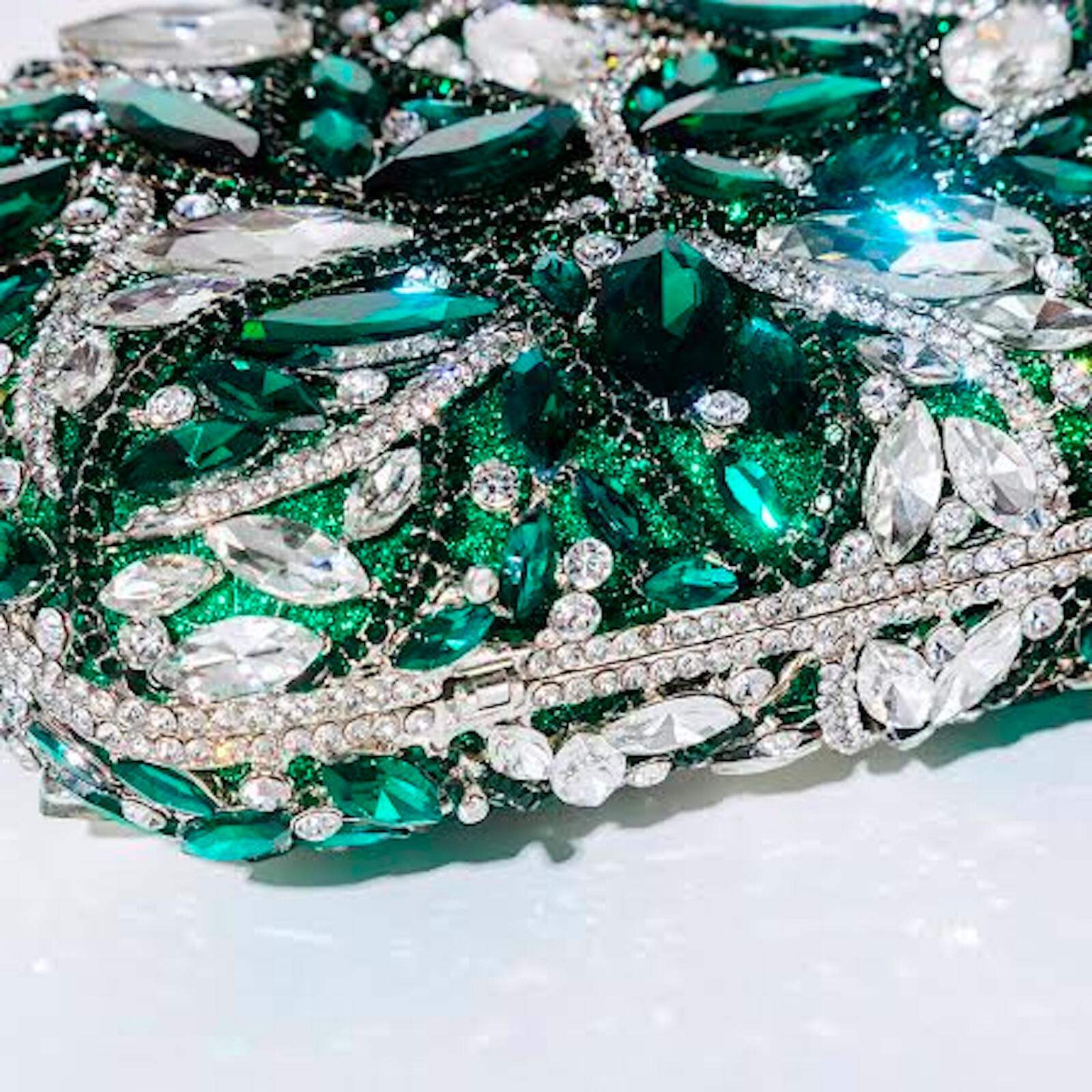 Emerald Green Crystal Rhinestone Clutch, Green Diamond Clutch, Glamorous crystal