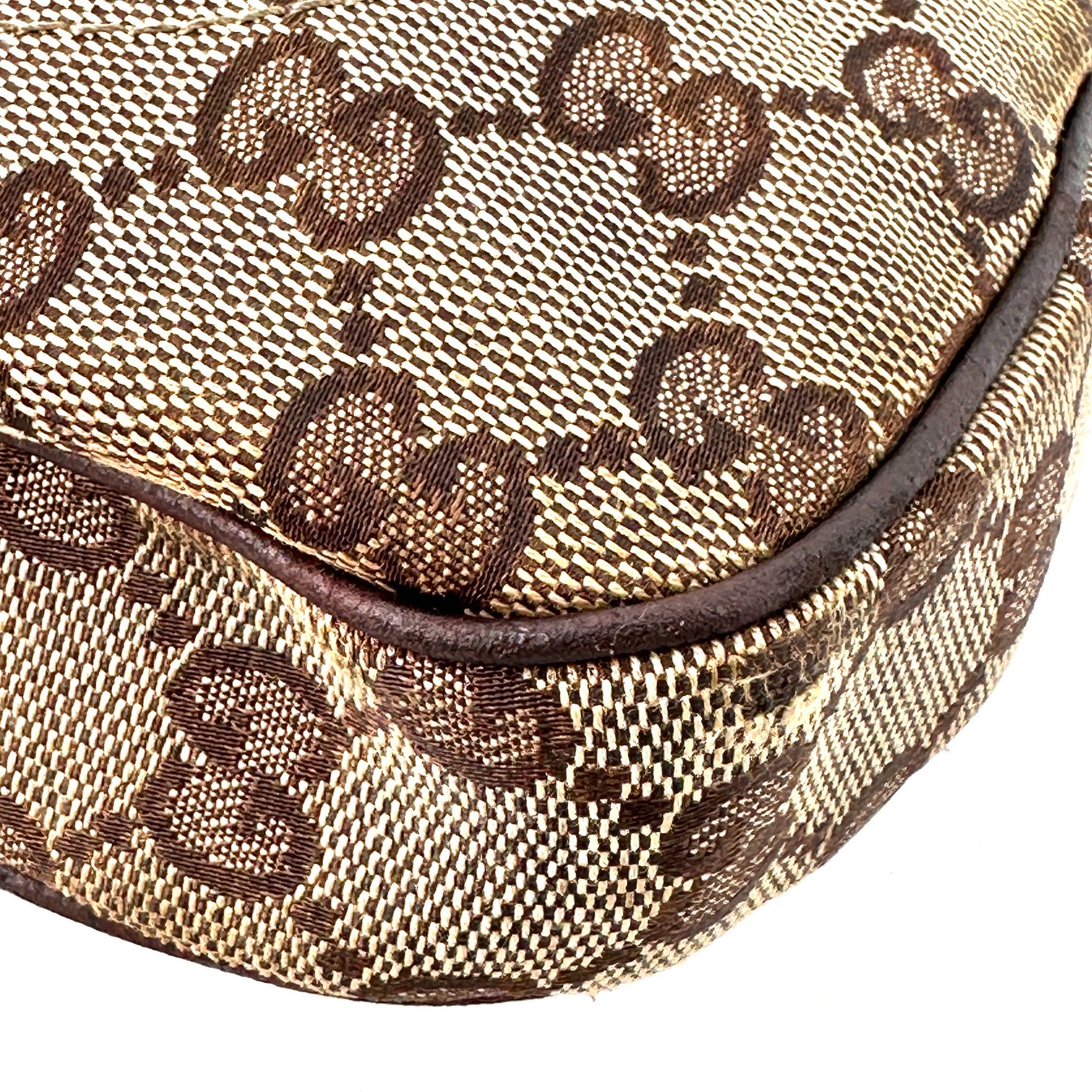 GUCCI Jackie GG Canvas Leather Shoulder Hand Bag Brown 137335 Purse Authentic