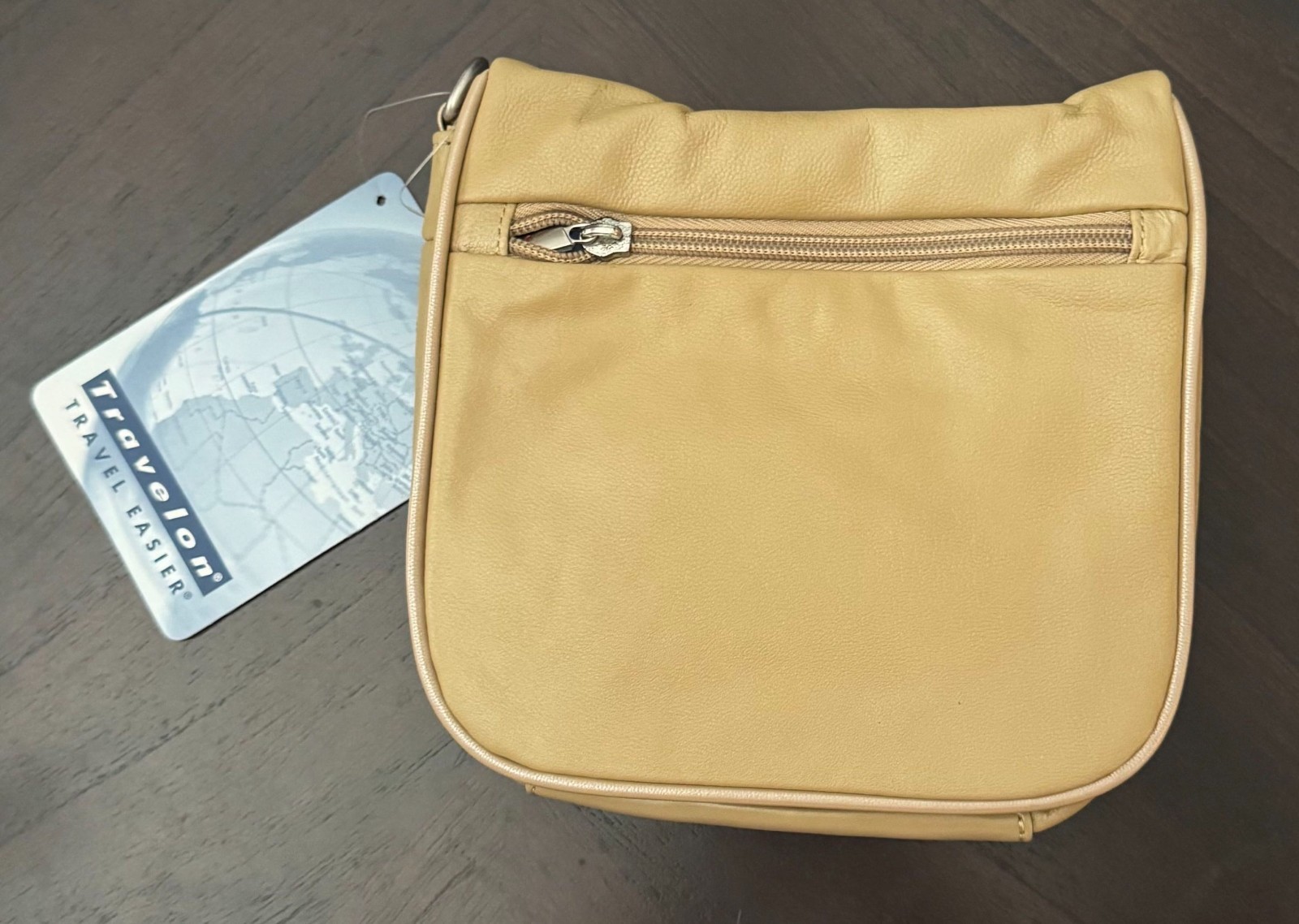 TAN Travelon Leather Essentials Organizer Shoulder Bag