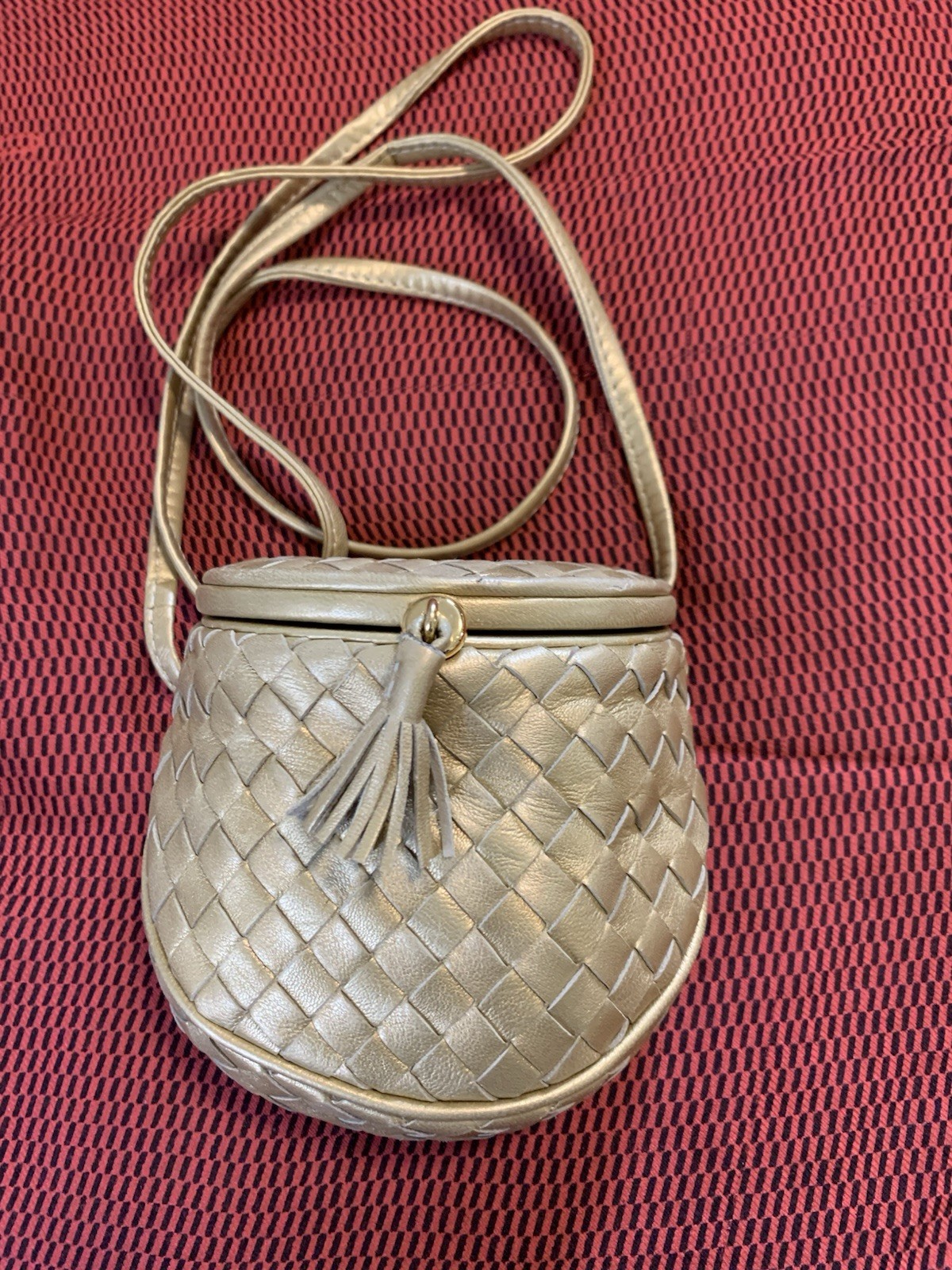 Bottega Veneta Mini Bag/pouch Intrecciato Leather With Tassel (Gold, Vintage)