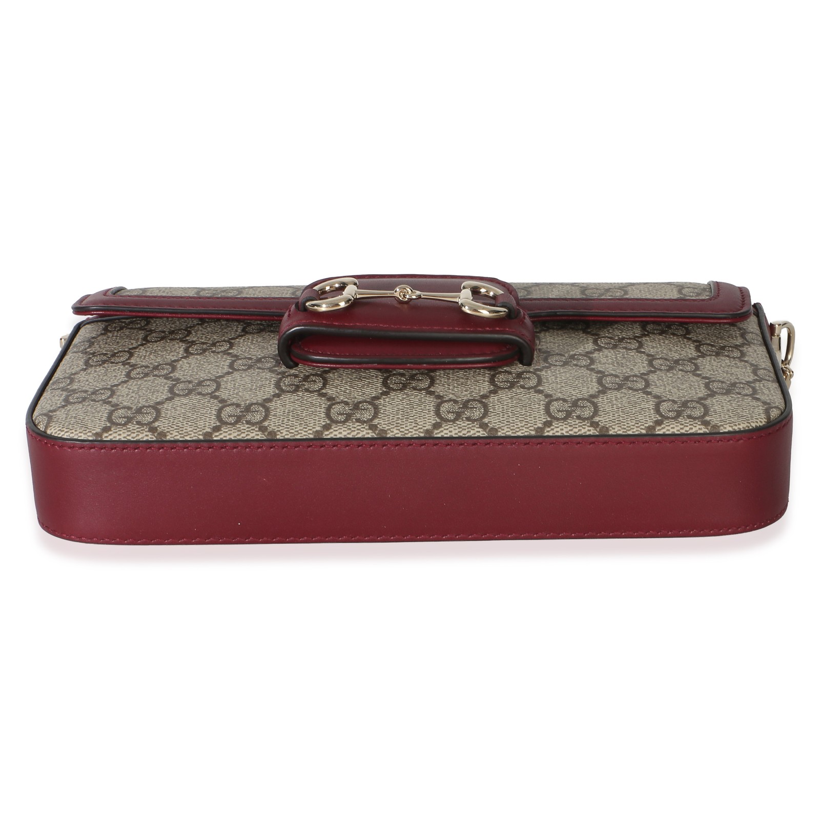 Gucci Red Beige Calfskin GG Supreme Soft Horsebit Small Shoulder Bag