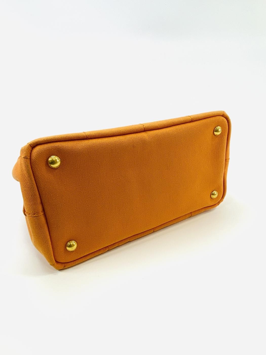 Prada CANAPA Canvas Tote Bag Orange W27.5cm H19cm D14.5cm