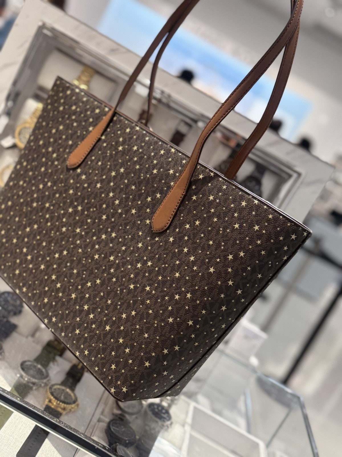 MICHAEL KORS OUTLET Arden Large Printed Signature Logo Top-Zip Tote Bag