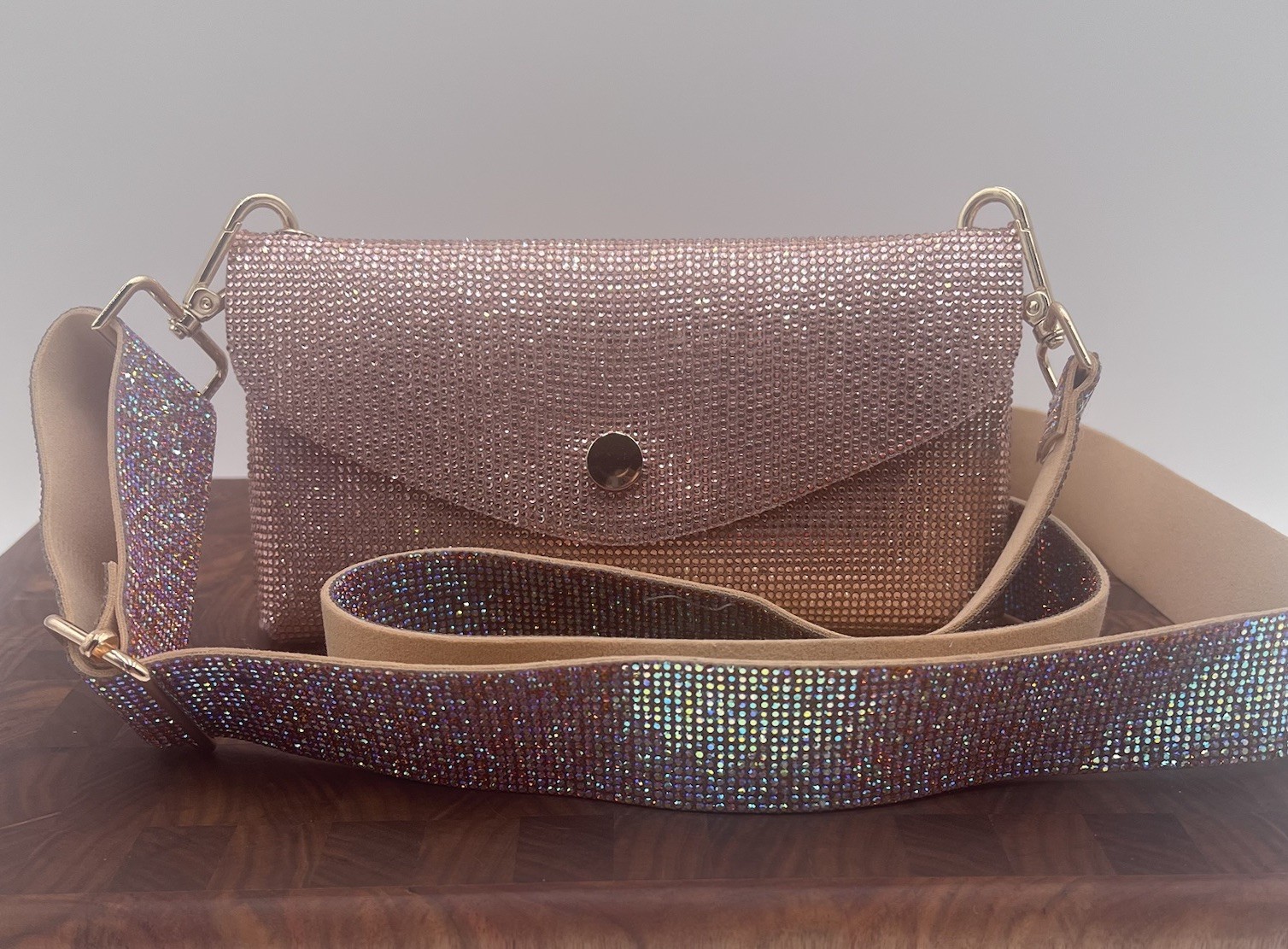 Sequin Sparkling Rhinestone Crossbody Bag for Women & Girls Party Going Out Pink