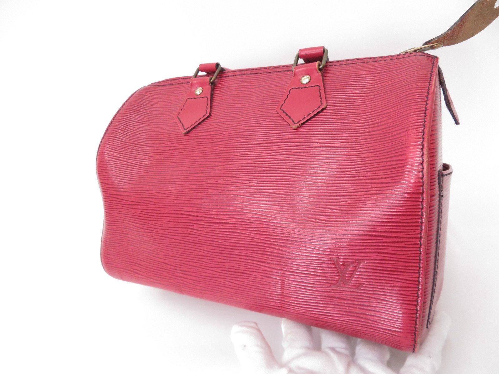 Authentic Louis Vuitton Epi Speedy 25 Handbag F#50452