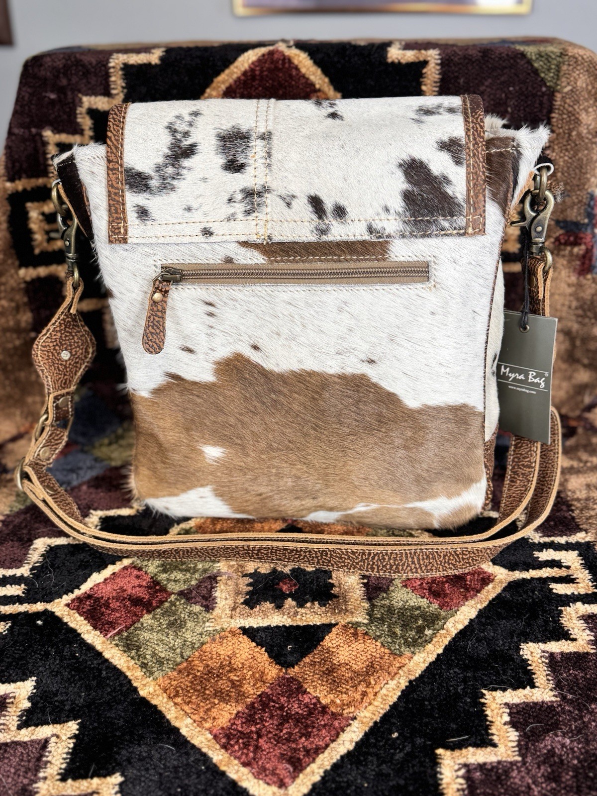 Myra Bag Cowhide Crossbody Zip Push Lock Adjustable Strap