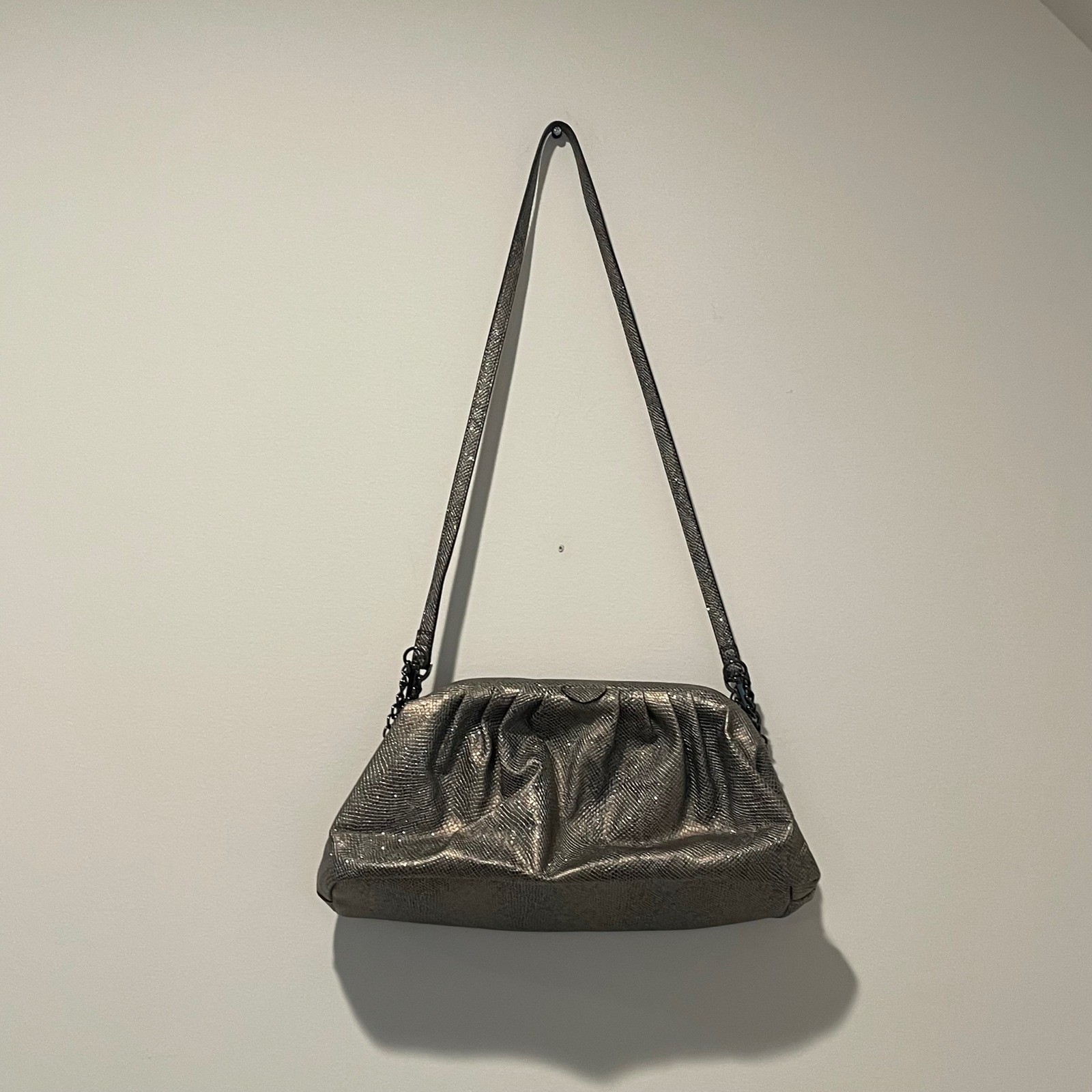 A New Day Metallic Reptile Print Evening Clutch Shoulder Bag Purse