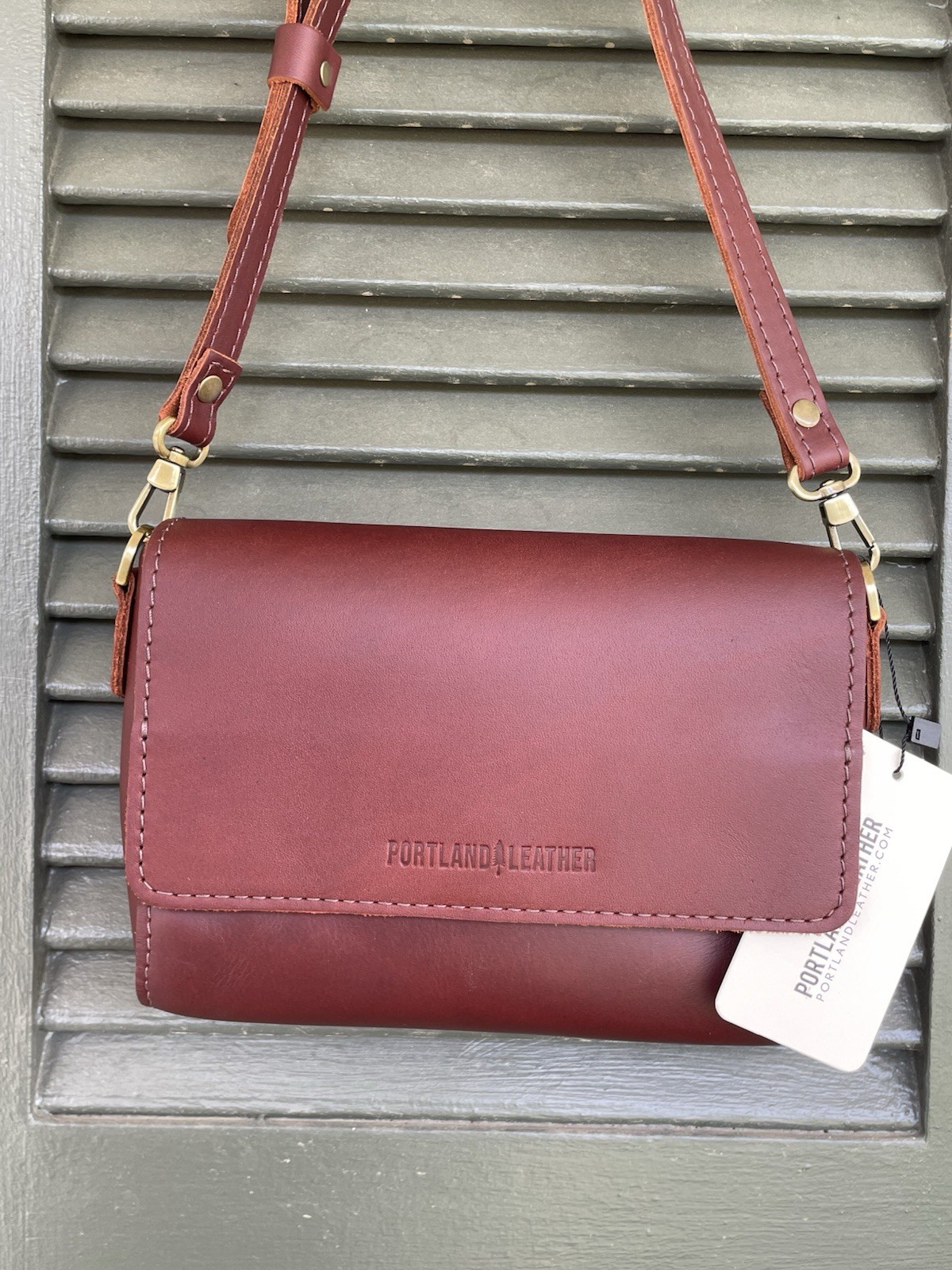 Portland Leather Metro Crossbody Bag in Cognac Adjustable Strap