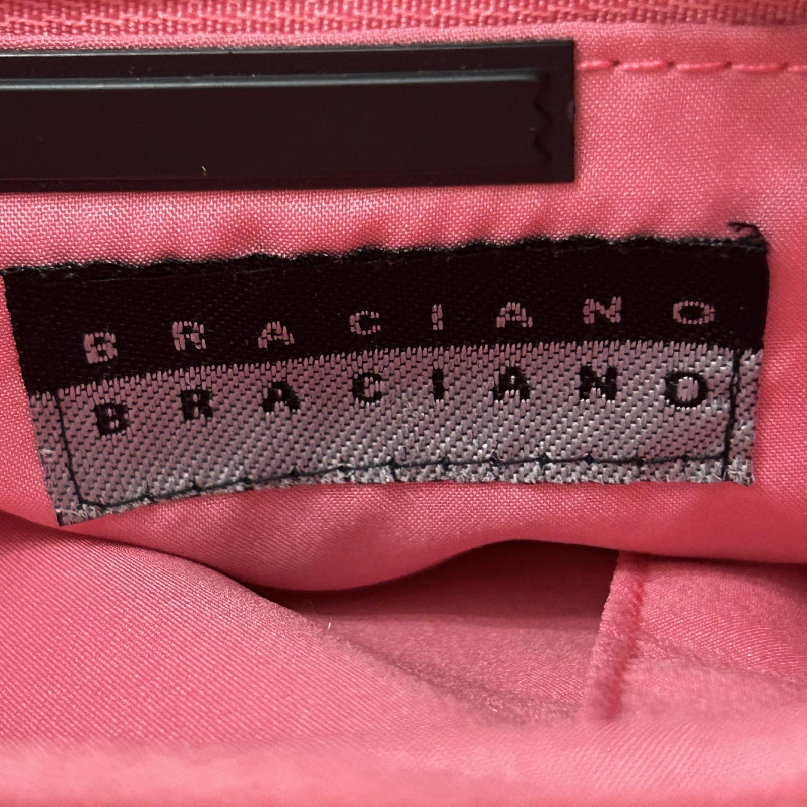 Braciano Top Handle Bag Womens Small Pink Striped Pleated Bamboo Bow Purse