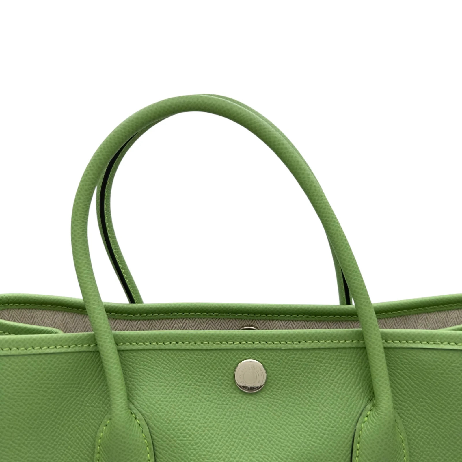 HERMES Garden Party TPM Green Epsom Leather Tote Z Stamp #OKB1415