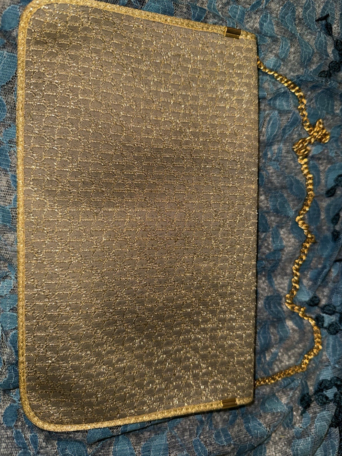Vintage Christian Dior Metallic Gold Clutch Made in France 1960’s-80’s