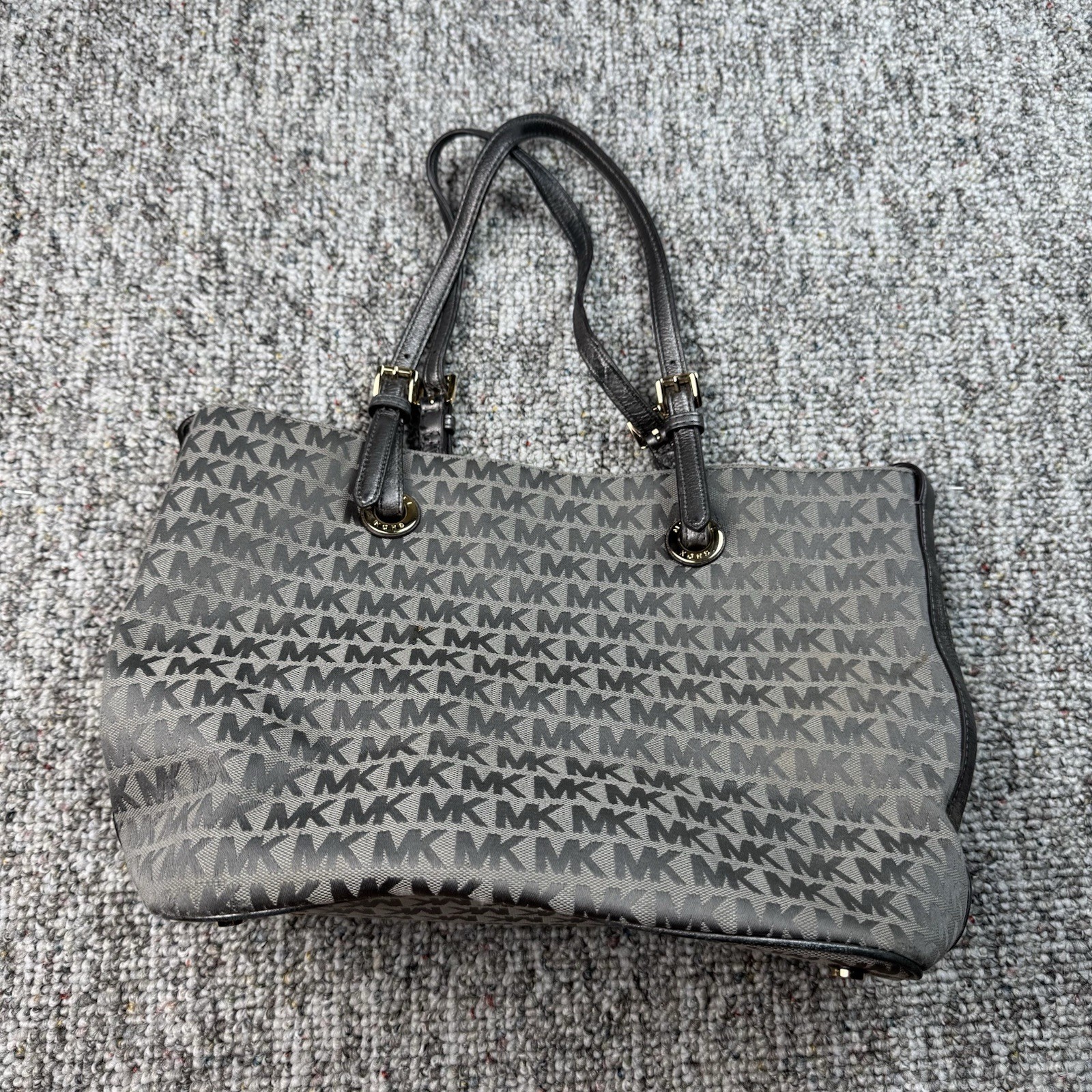 Michael Kors Signature Canvas Shoulder Tote Bag Preppy Shopping Casual
