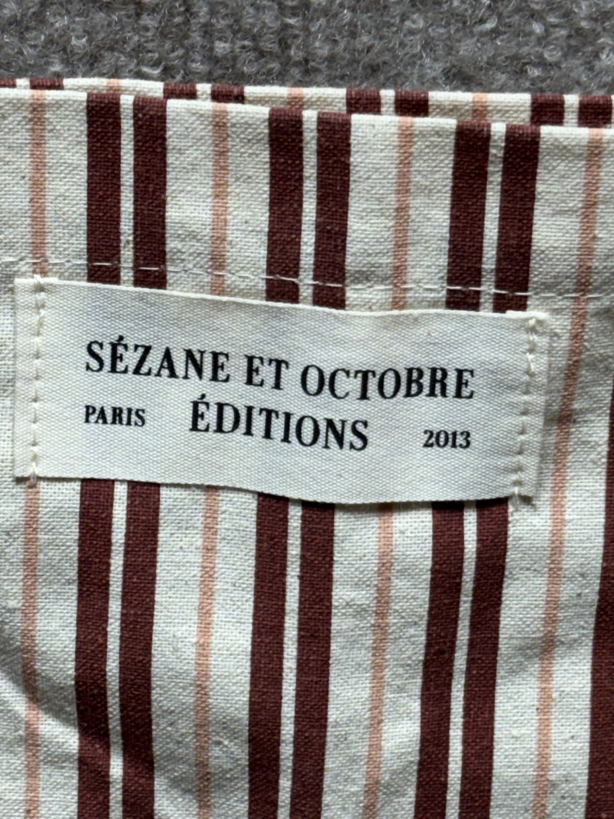 Sezane Neutrals Canvas Tote Shoulder Bag Burgundy Cream Super Shopper Daily EUC