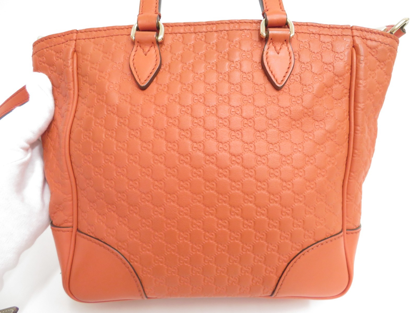 Authentic Gucci Micro GG Leather 2Way Hand Bag Shoulder Bag I#46381