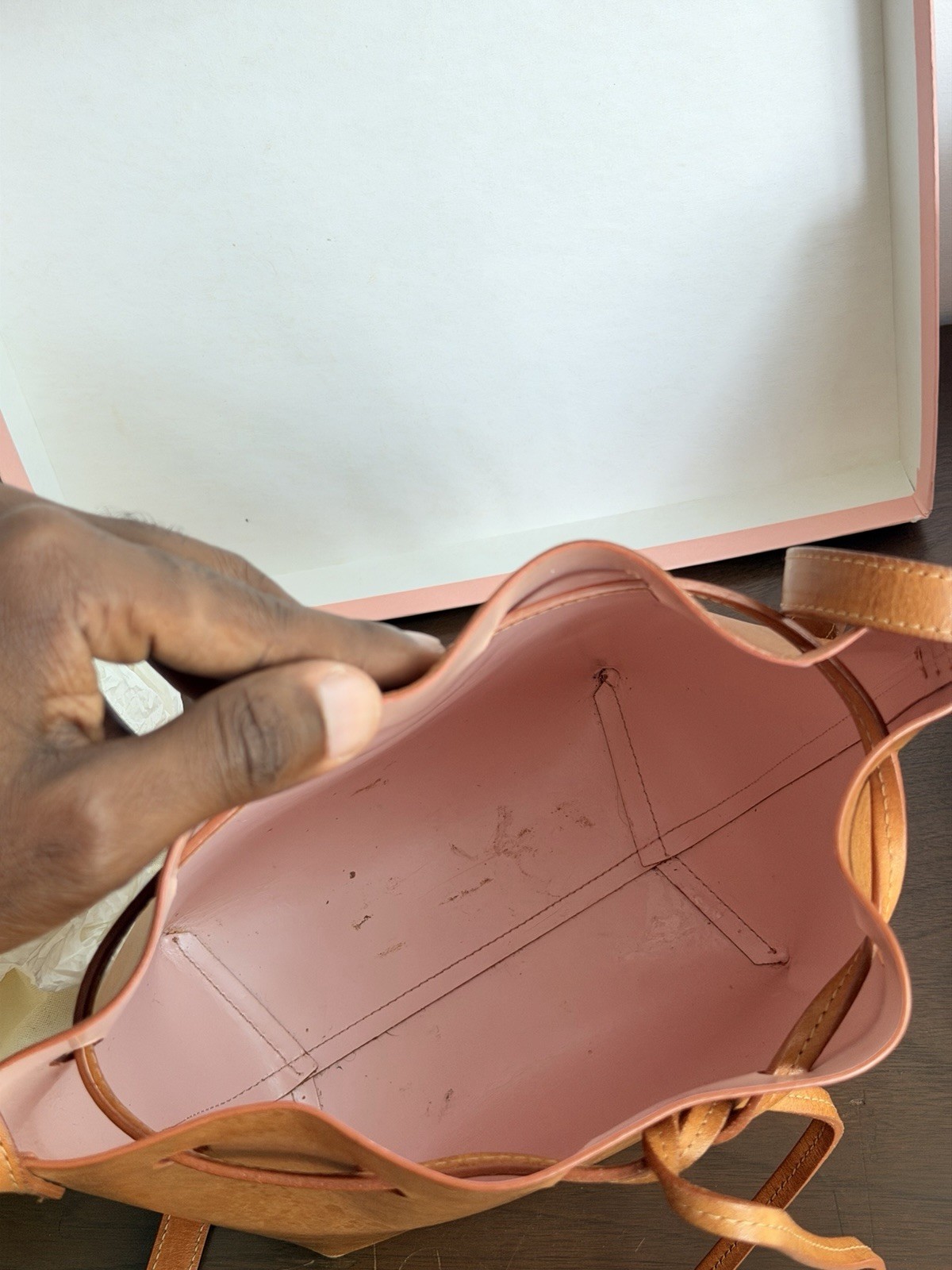 Mansur Gavriel Mini Bucket Vegetable Tanned Brown Leather Crossbody Handbag Bag