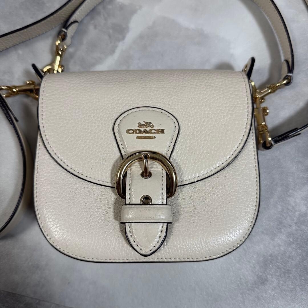 COACH Shoulder Bag C5685 Leather Chalk Auth Vintage From Japan