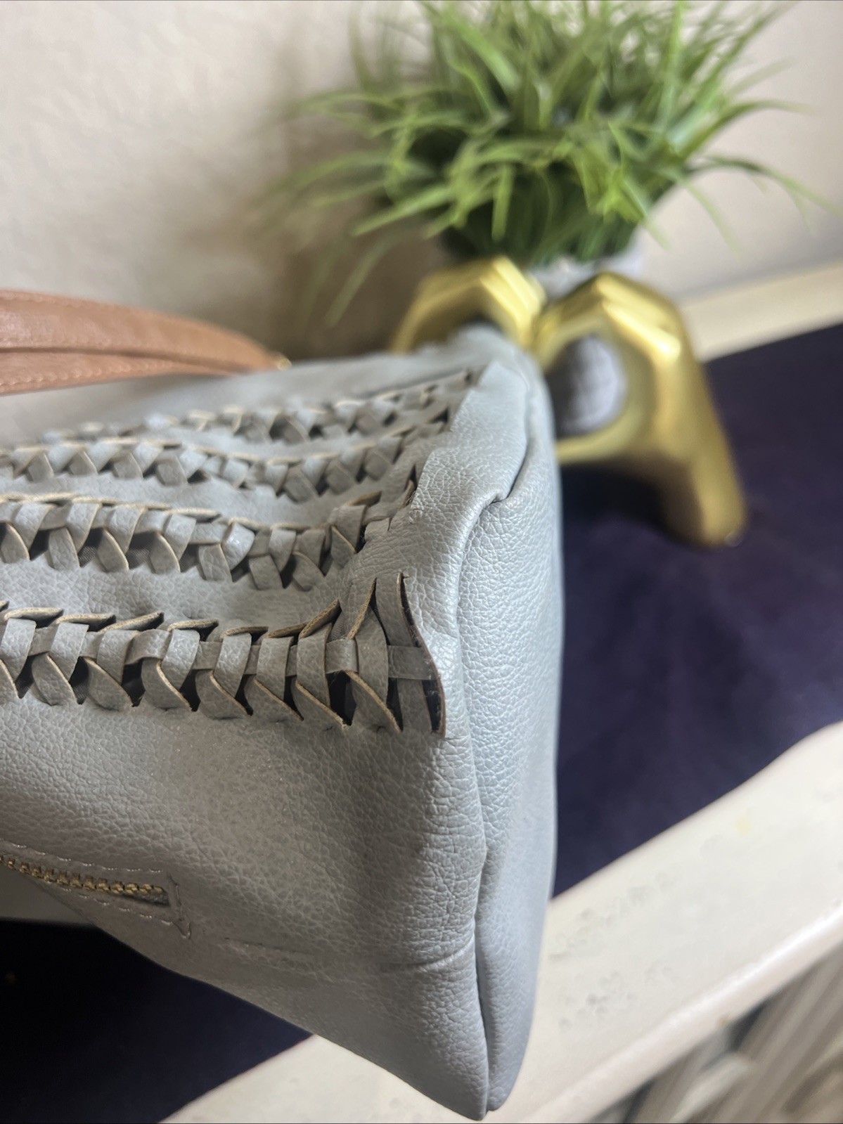 Unbranded Classic Gray Multi Zip Woven Shoulder Handbag Hobo Western Purse