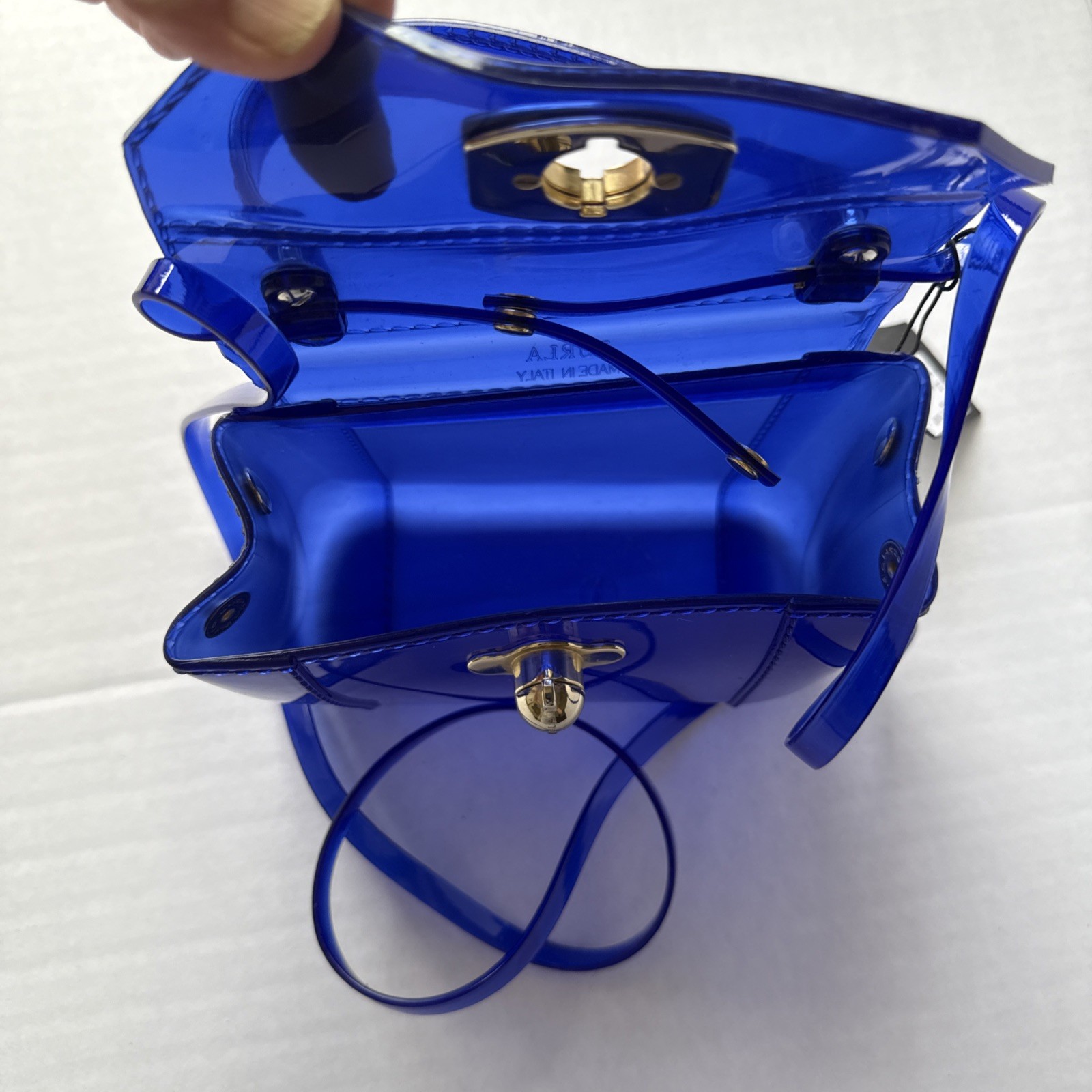 Furla Mini Bon Bon Crossbody Candy Series, Clear Handbag, NWT In Ocean