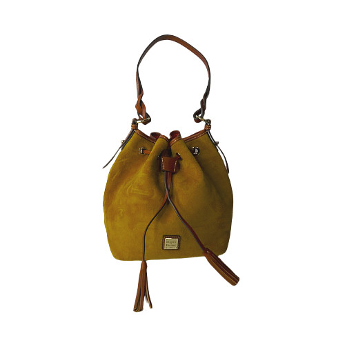 New Dooney & Bourke Suede Tasha Drawstring Shoulder Bag Purse in Honey