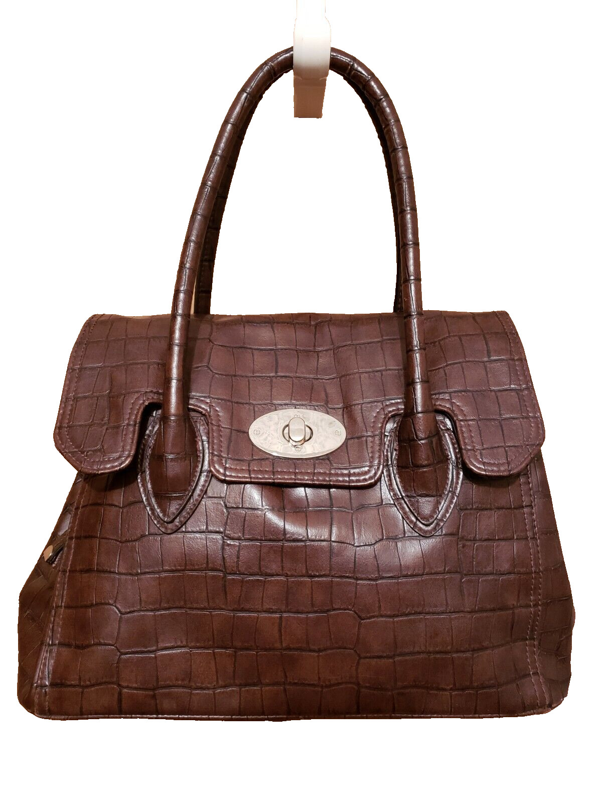 WORTHINGTON Dark Brown Faux Crocodile Handbag – Nice from an Estate Sale!
