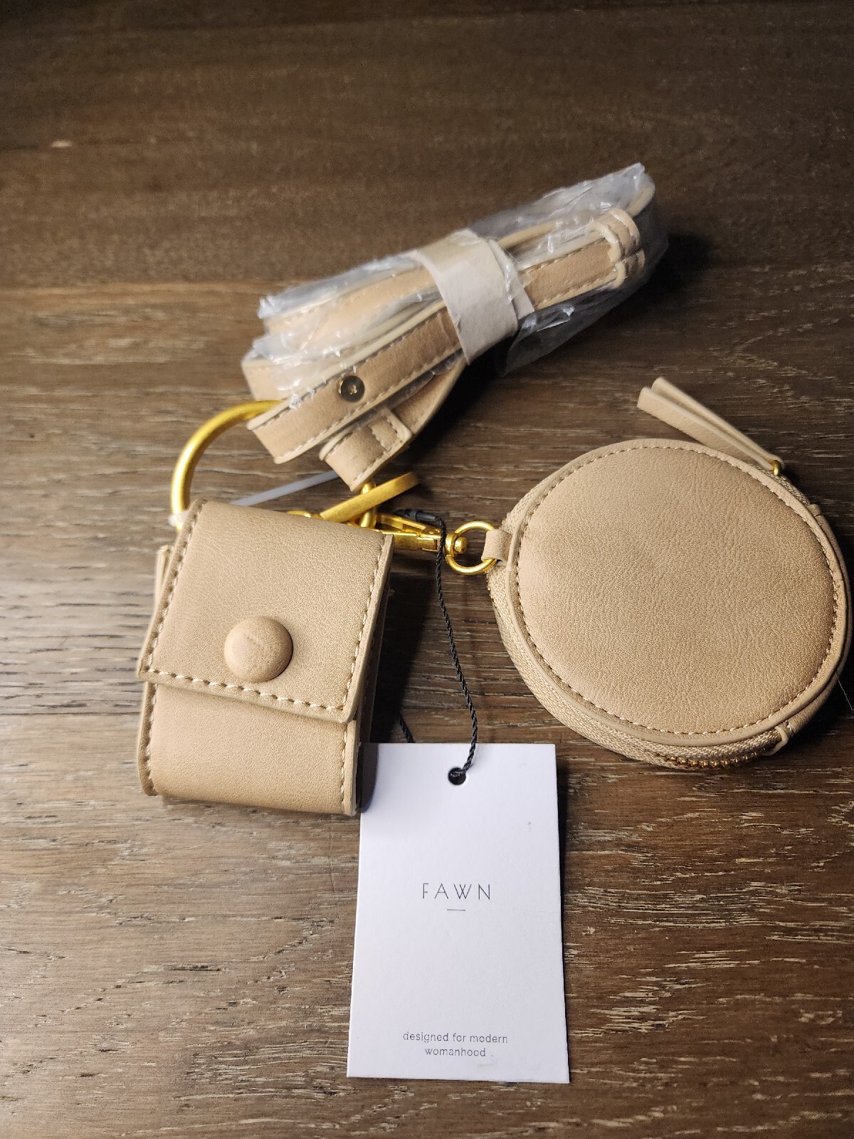 FAWN The Pouch Pendant Set Color Oat NWT