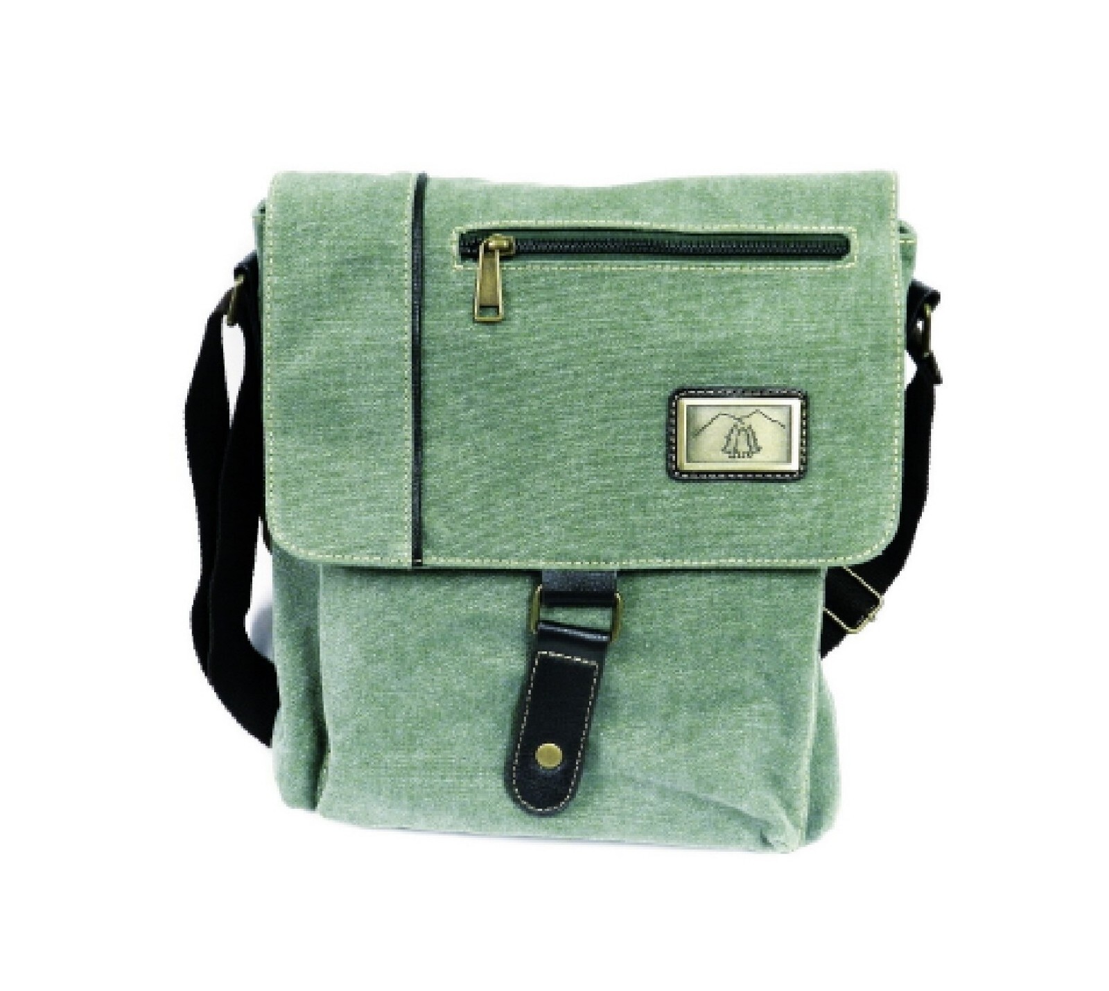 SAGE GREEN CANVAS SHOULDER BAG 12″H X 11 Zipper Inside Pocket