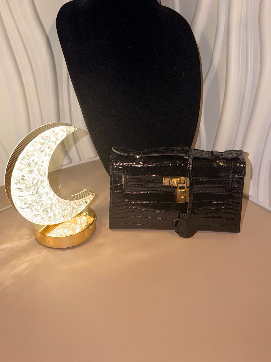 Croc Embossed Leather Mini Handbag
