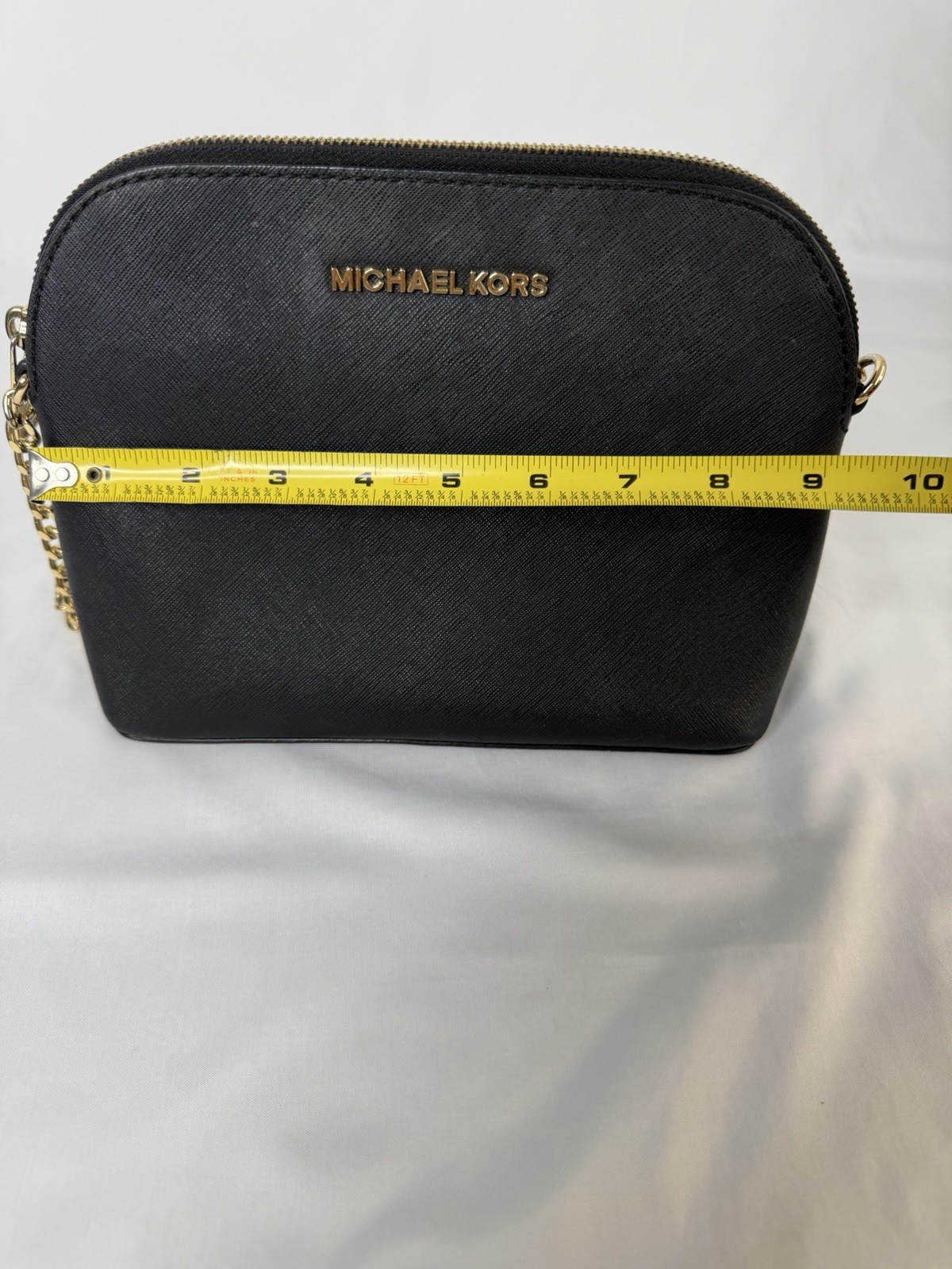 Michael Kors Black Zip Crossbody Bag Detachable Adjustable Strap Gold Hardware