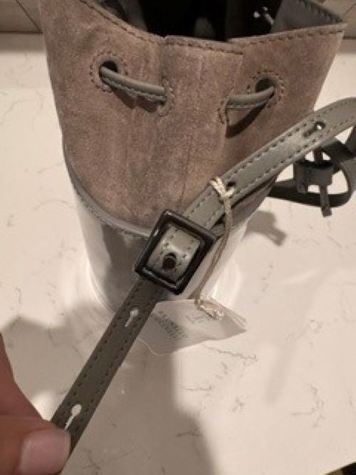 NWT Brunello Cucinelli Metallic Leather Bucket Bag Pewter