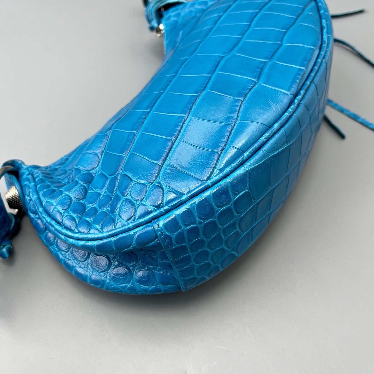 Balenciaga Le Cagole XS Studded Bright Blue Leather Shoulder Bag Y2K Authentic
