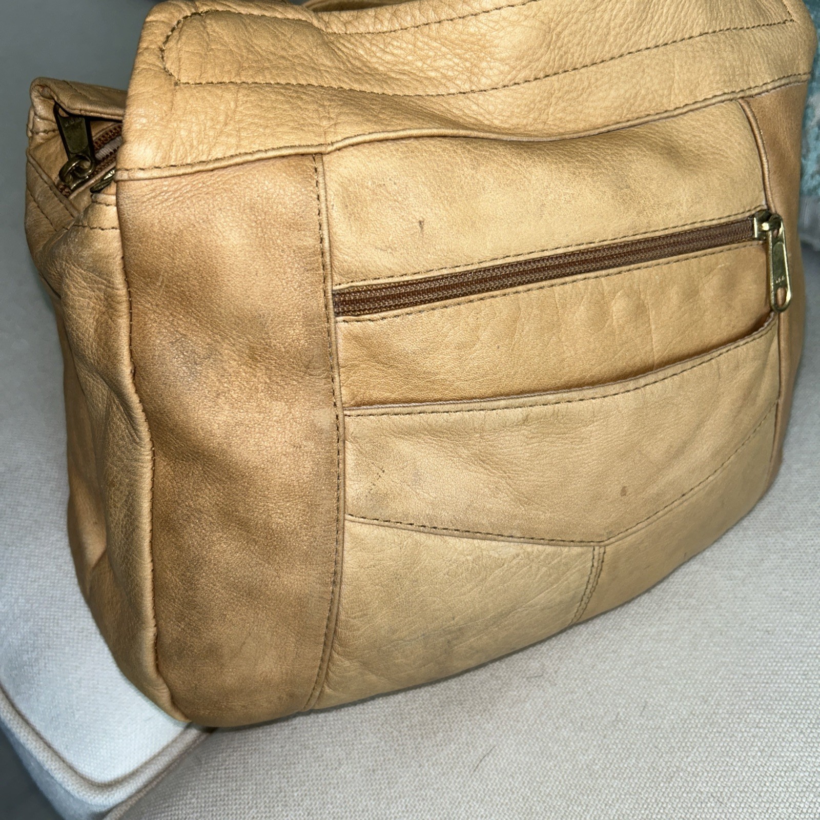 Coronado Leather Concealed Weapon Carry Tan Shoulder Bag 10×7 Inch
