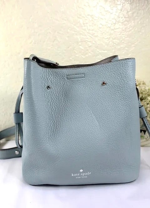 KATE SPADE Marti Small Light Blue Leather Sling Bucket Shoulder Bag