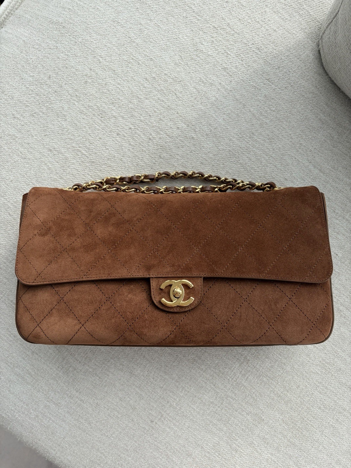 CHANEL Maxi Flap Suede Calfskin & Gold Tone
